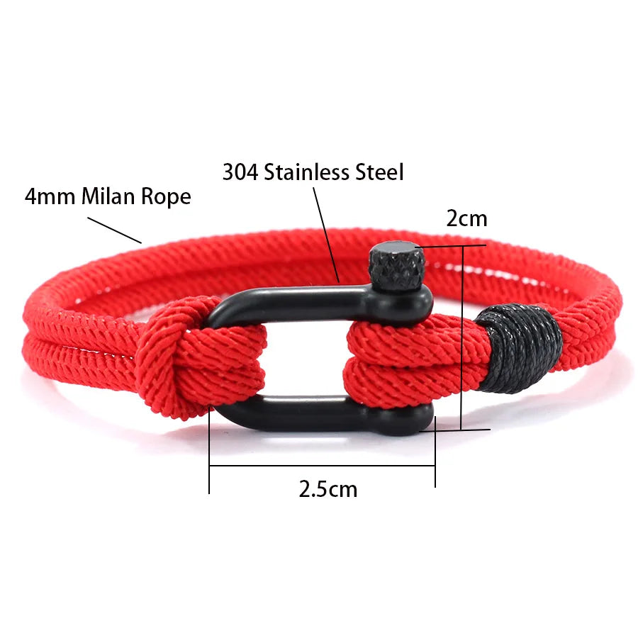 Hiphop Men Bracelet With Stainless Steel Detachable Buckle Nautical Wrap Braclet Bilayer Thread Bicycle Braslet Armband Herren