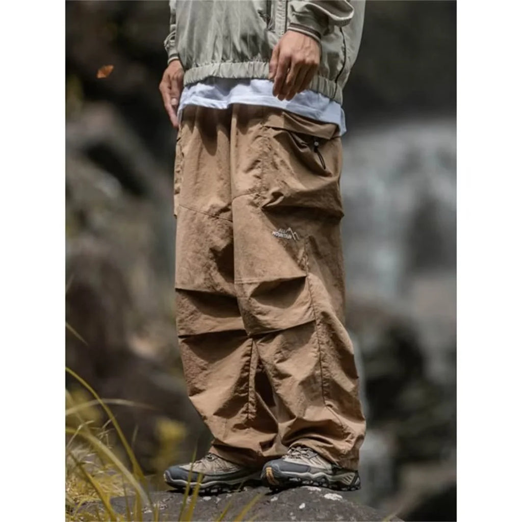 Men's Spring and Autumn New Waterproof Hip Hop Mountaineering Pants Casual Harajuku Work Pants Black Cargo Outwear Pants