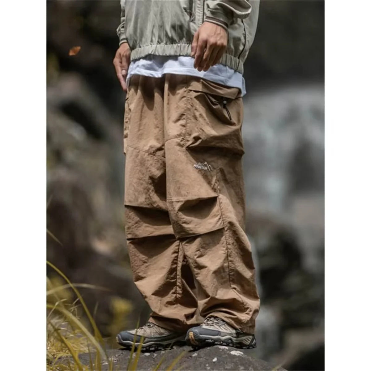 Men's Spring and Autumn New Waterproof Hip Hop Mountaineering Pants Casual Harajuku Work Pants Black Cargo Outwear Pants