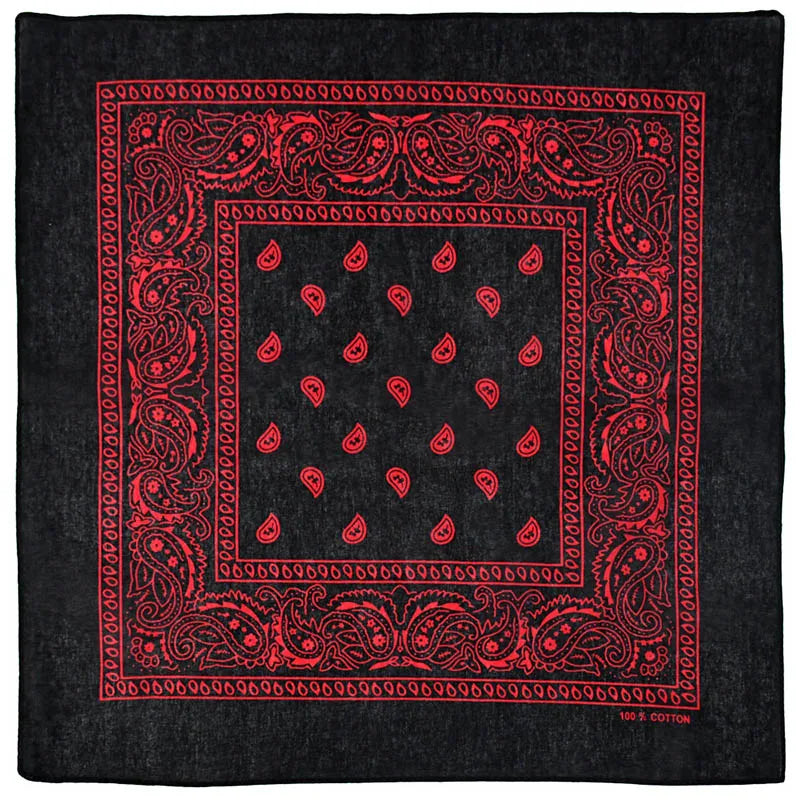 Black Hip Hop Bandana Kerchief Unisex Hair Band Neck Scarf Paisley Headwear Wrist Hairwrap Square Scarves Print Handkerchief
