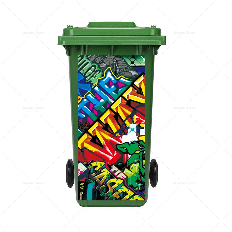Art Graffiti Trash Can Sticker Kitchen Trash Can Waterproof Decoration Sticker Design Wallpaper Poster Cabinet Closet Stickers
