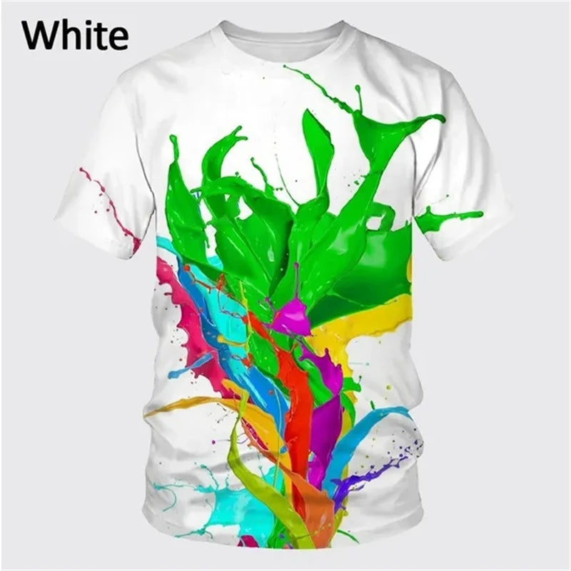 Graffiti Paint 3D Printed T-shirt Summer New Men's Fashion Splash Ink New Short-sleeved Top Cool T Shirt Streetwear Baggy Tees
