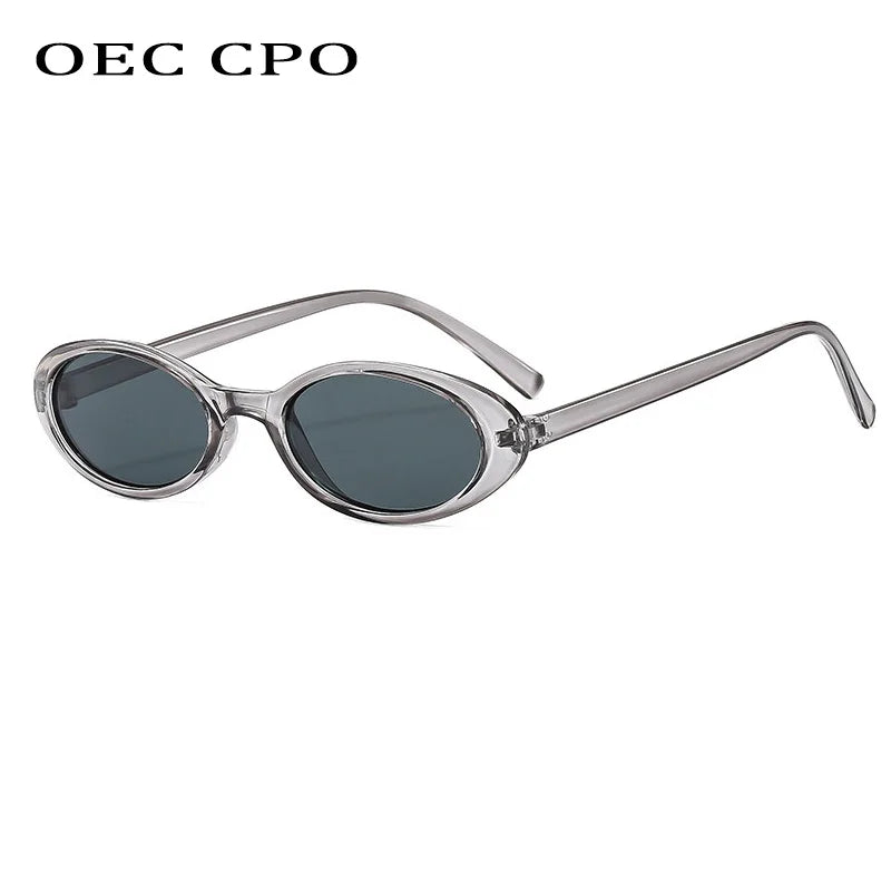 New Small Oval Sunglasses Women Men Trendy Vintage Hip Hop Cat Eye Sun Glasses Female Leopard Black Punk Eyewear UV400 Oculos