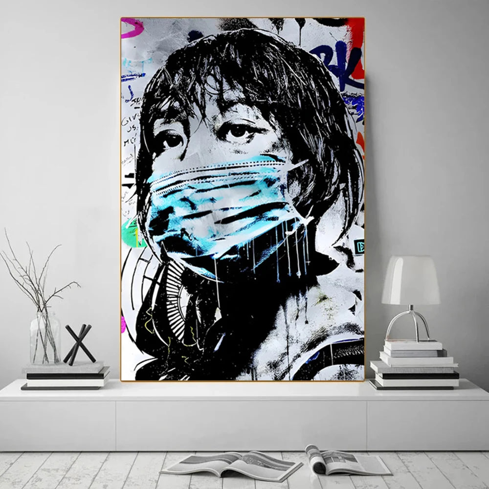 Street Graffiti Abstract Art Wall Posters Girl With Balloon Modern Home Room Decor Canvas Painting Mural Pictures Prints Artwork