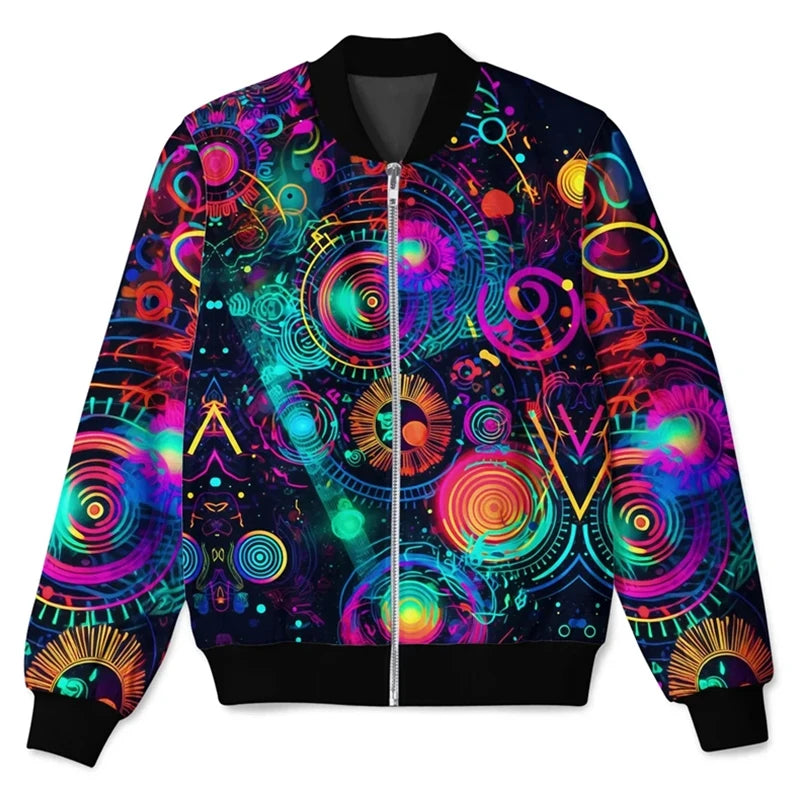 New Funny Graffiti Pattern 3D Jacket Men Women Harajuku Hip Hop Street Style Coat Casual Stand Collar ZiP Sweatshirt Jacket Tops