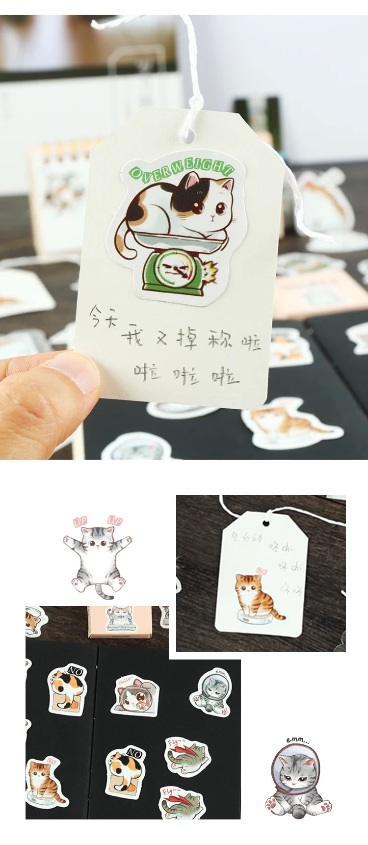 46pcs/Bag,Cat Stickers,Be for Suitcase Skateboard Luggage Laptop Phone Diy Sticke Decoration Stationery School Supplies Toys