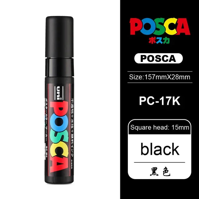 1pcs Japan UNI POSCA Marker PC-17K Graffiti Painting POP Poster Advertising Pen 15mm Water Based Big Head Pen Art Supplies