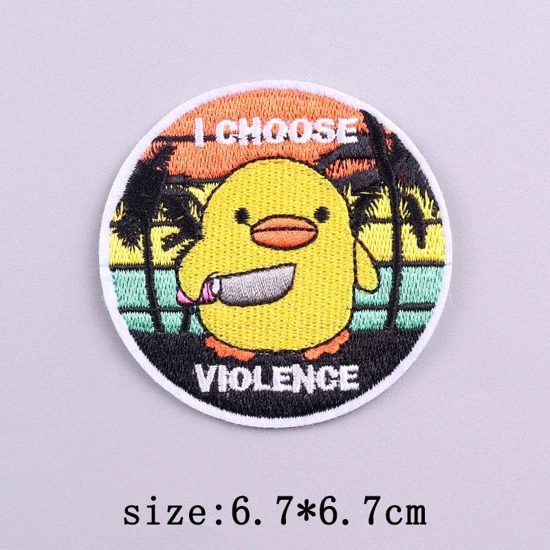 Little Yellow Duck Embroidery Patches For Clothing Hip Hop Animal Patch Iron On Patches On Clothes Fusible Patch Stickers Badges