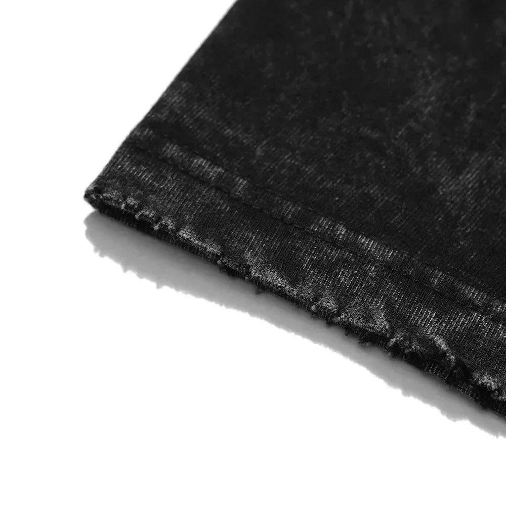 Graffiti Emoji, Retro Washed High-quality Cotton Pattern T-shirt, Men's T-shirt, Round-neck Top, Short Sleeve