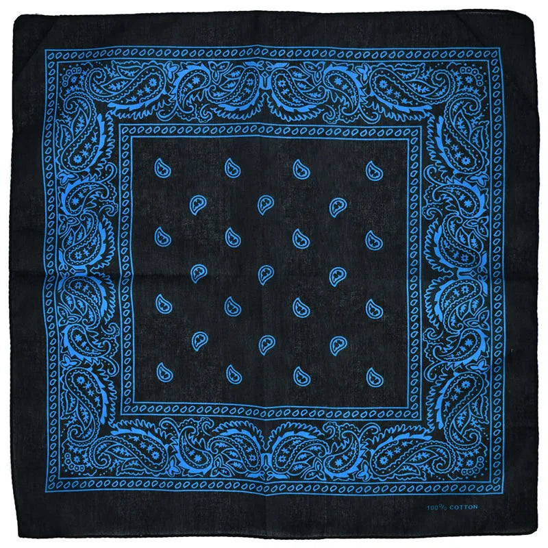 Black Hip Hop Bandana Kerchief Unisex Hair Band Neck Scarf Paisley Headwear Wrist Hairwrap Square Scarves Print Handkerchief