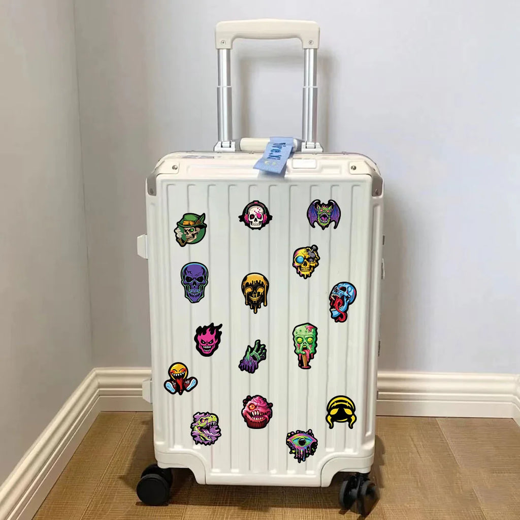 50Pcs Cool Horror Skull Stickers Waterproof for Skateboard Guitar Car Skateboard Motorcycle Helmet Decals Graffiti Toys