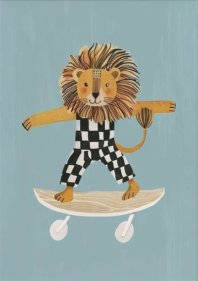 Funny Animals Rabbit Dog Bear Cat Lion Skateboard Posters Prints Crocodile Wall Art Canvas Nursery Pictures for Kids Room Decor