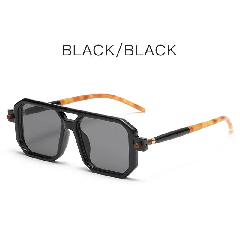 Trendy Design Double Bridge Sunglasses Women's Fashion Leopard Sun Glasses Popular Street Wear Shades Men's Shades UV400 Eyewear