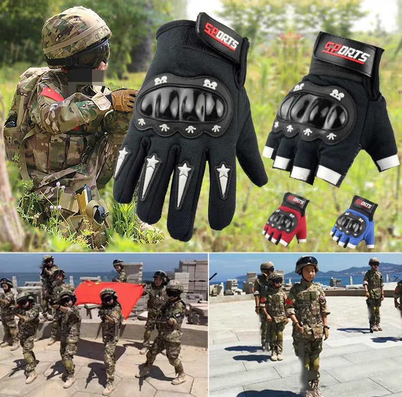 Cycling Kids Gloves for Boys Girls Hard Shell Protective Gloves Sports Fitness Climbing Skateboarding Children Anti Slip Gloves