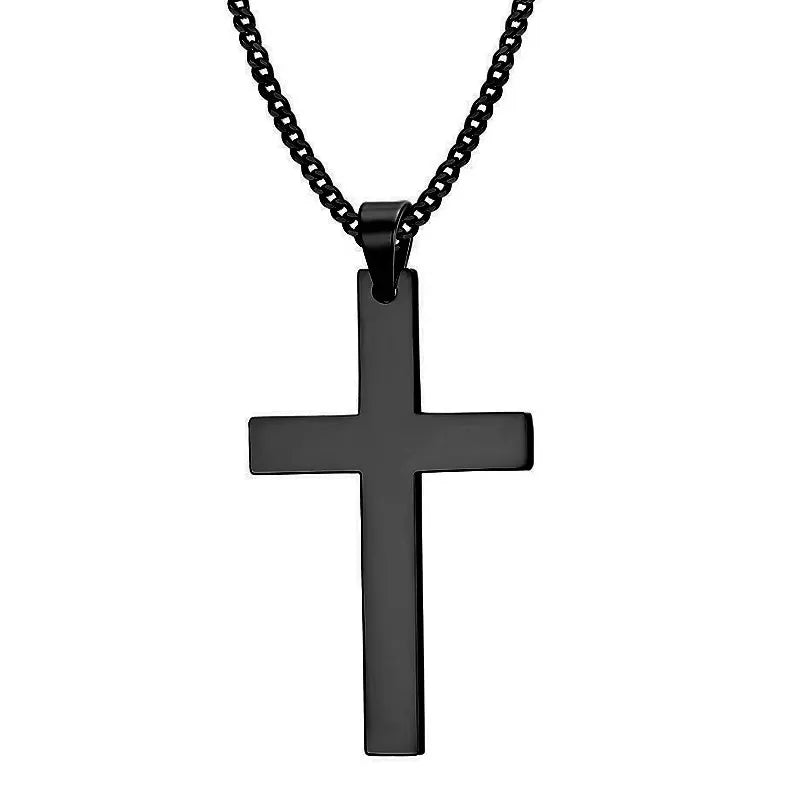 Fashion Stainless Steel Cross Pendant Necklace Unisex Punk Hip Hop Link Chain Charm Jewelry for Boys Girls Cool Gift