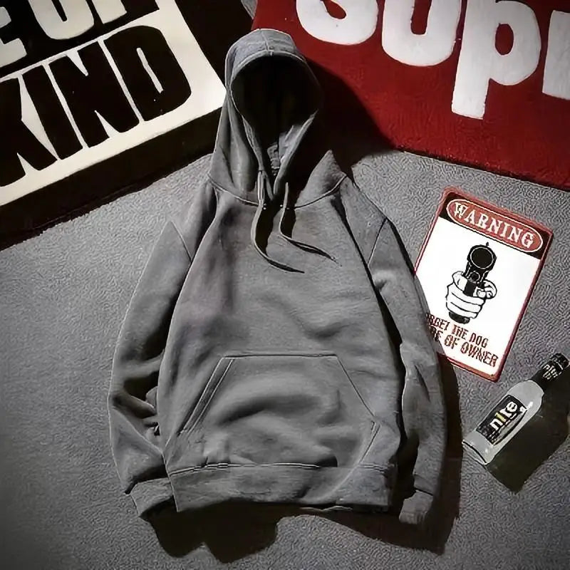 Spring Fall Men and women's plain black grey hooded sweatshirts Street wear Running sweatshirts Casual loose hoodie pullovers