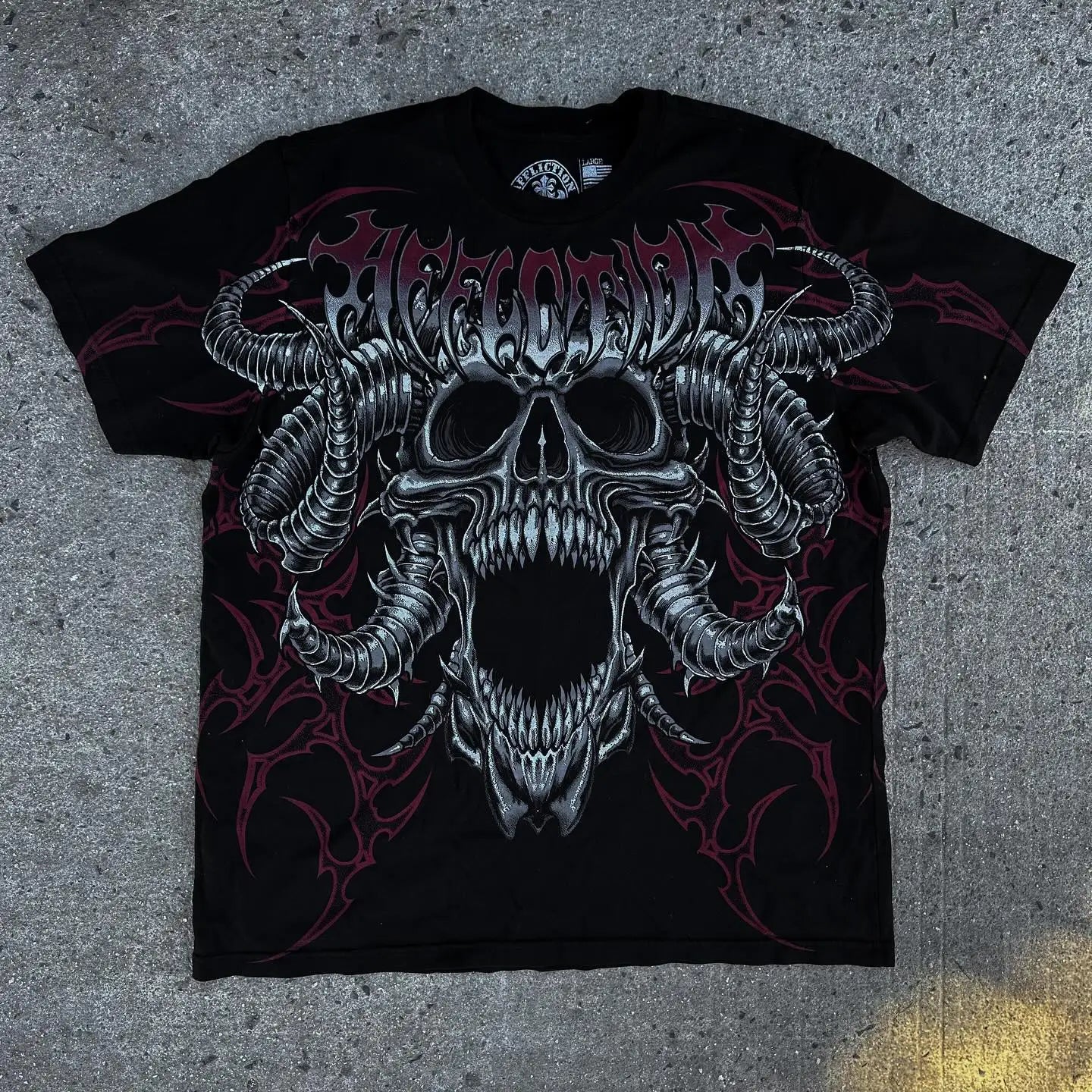 Graffiti Gothic Style T-Shirt Mens American Vintage Multi-element High Street Oversized Cotton Unisex Summer Streetwear Tops