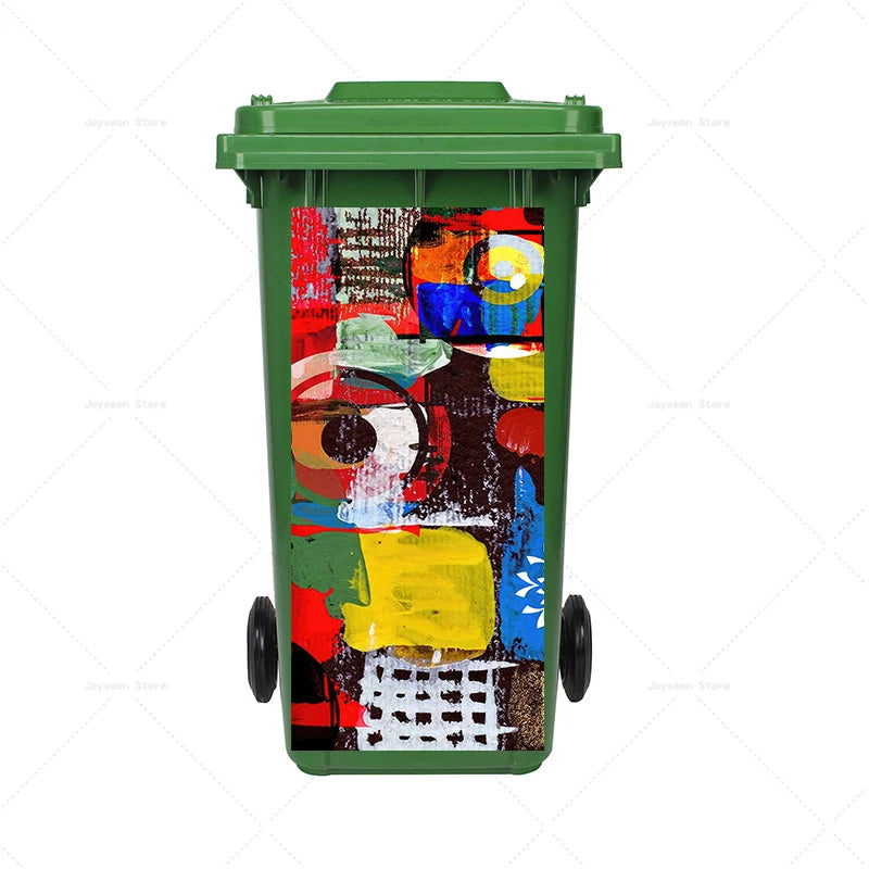 Art Graffiti Trash Can Sticker Kitchen Trash Can Waterproof Decoration Sticker Design Wallpaper Poster Cabinet Closet Stickers