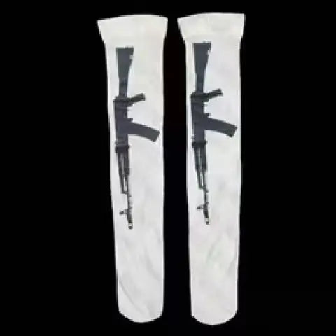 Y2k White Sexy Subculture Graffiti Punk Print Long Socks Haraiuku Over Knee Thigh High Stockings Y2K Cosplay Cute Socks Kawaii