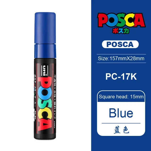1pcs Japan UNI POSCA Marker PC-17K Graffiti Painting POP Poster Advertising Pen 15mm Water Based Big Head Pen Art Supplies