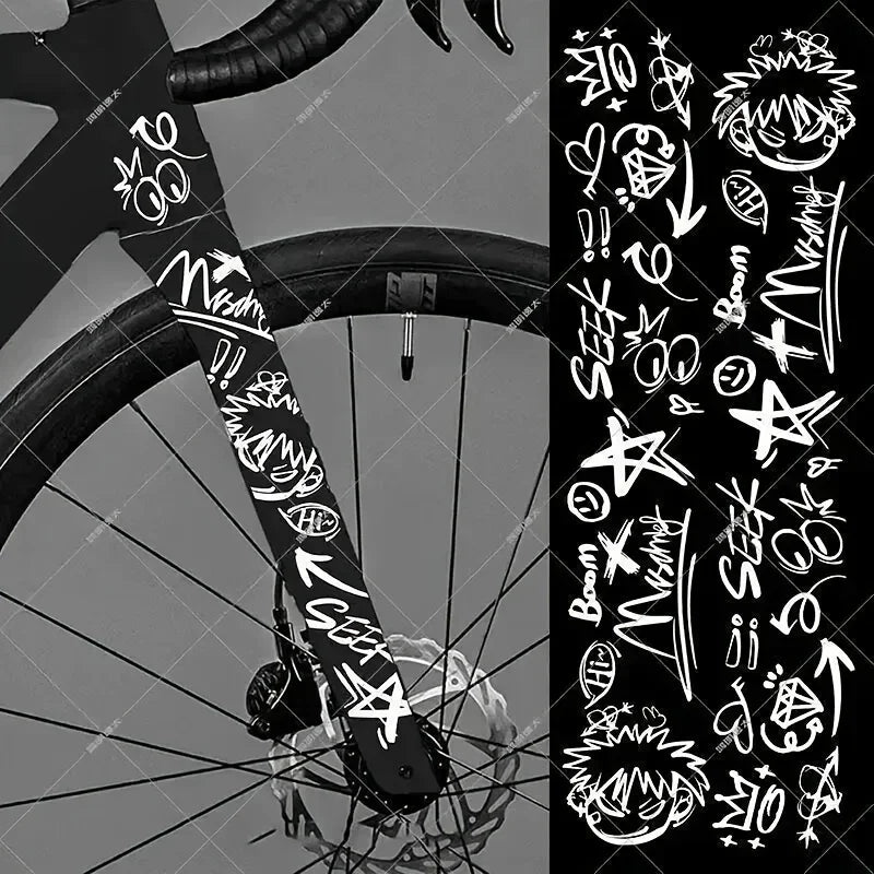 Graffiti - Style Bike Sticker Pack,Cool Cartoon & Symbol Decals for Bicycle Frames, Laptops,Perfect for Personalizing Your Items