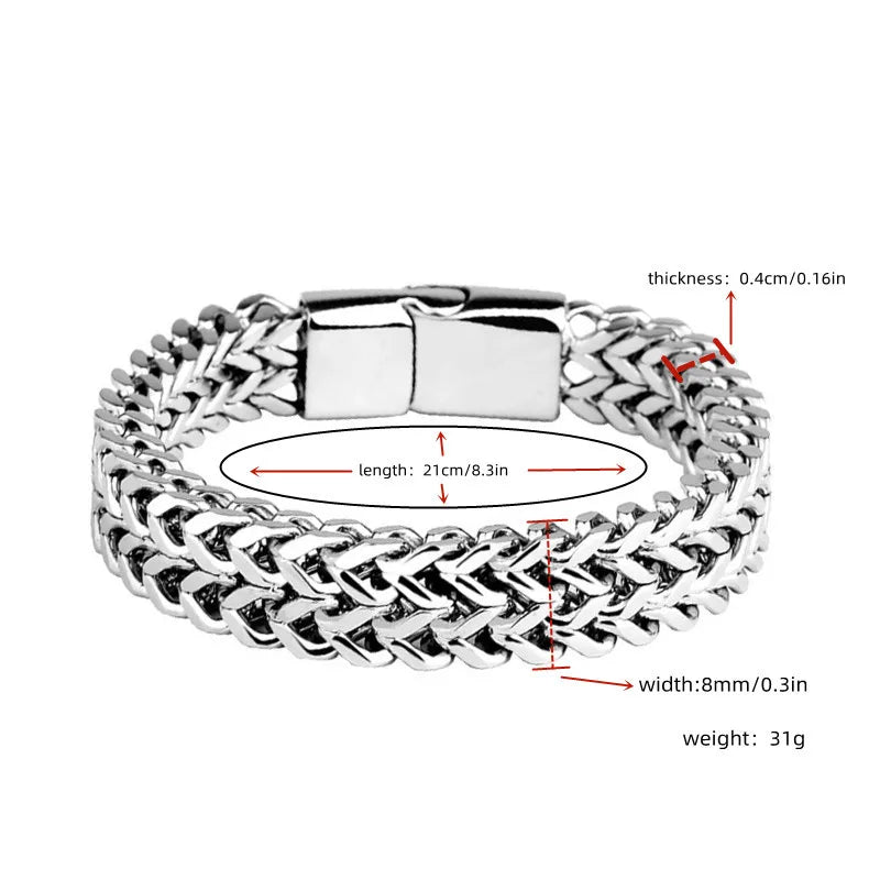 Explosive Hip Hop Stainless Steel Front and Back Men's Simple Bully Punk Bracelet