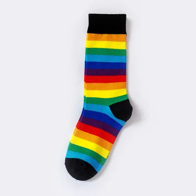 3 pairs of new rainbow socks, hip-hop socks, trendy street culture