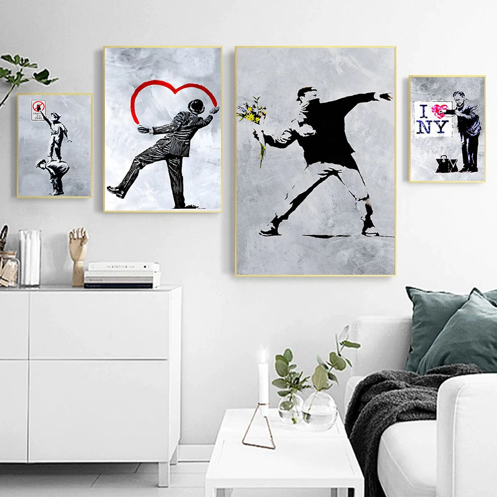 Street Graffiti Abstract Art Wall Posters Girl With Balloon Modern Home Room Decor Canvas Painting Mural Pictures Prints Artwork