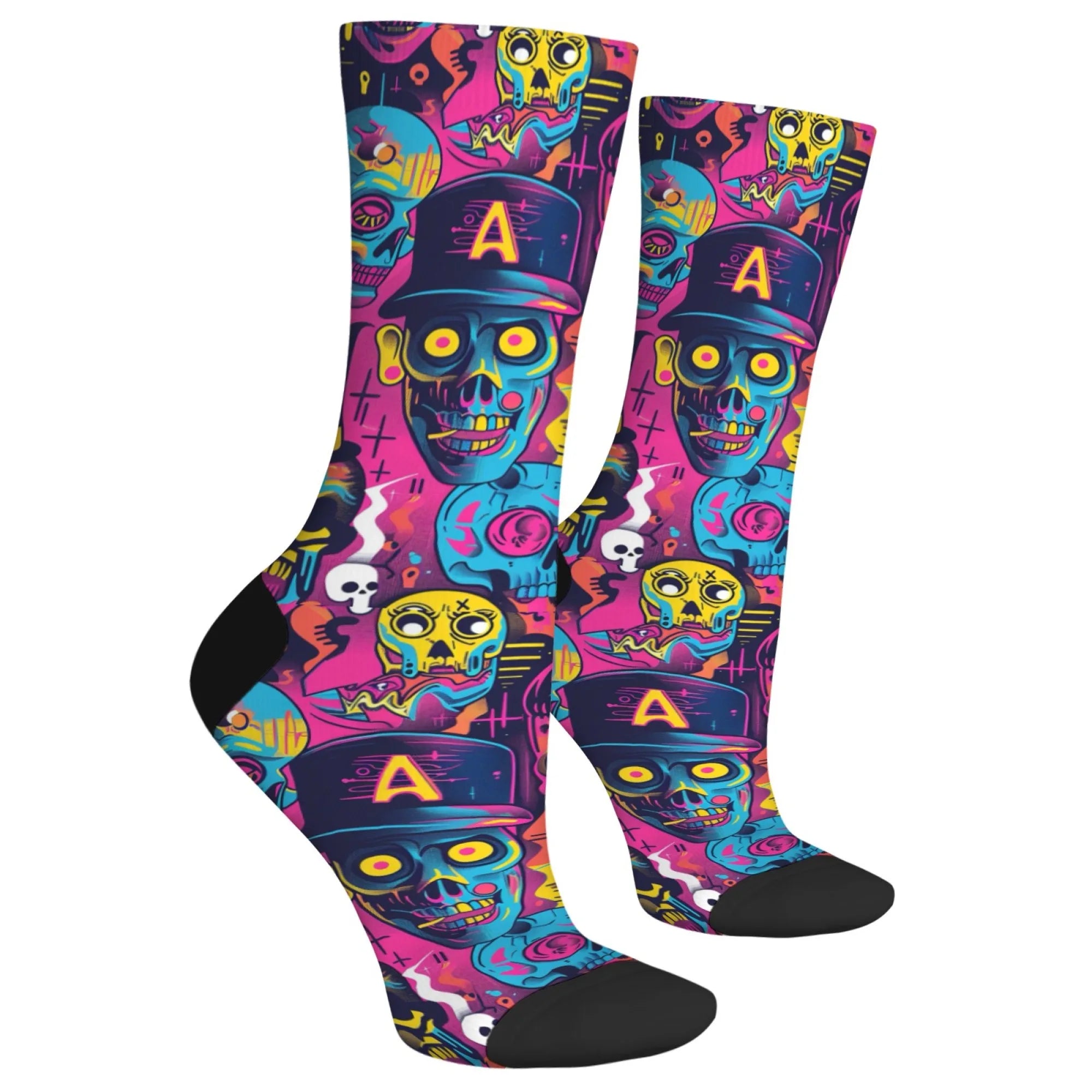 Punk rock rap skull happy socks unisex novelty hip hop harajuku compression socks gift comfortable breathable non-slip socks