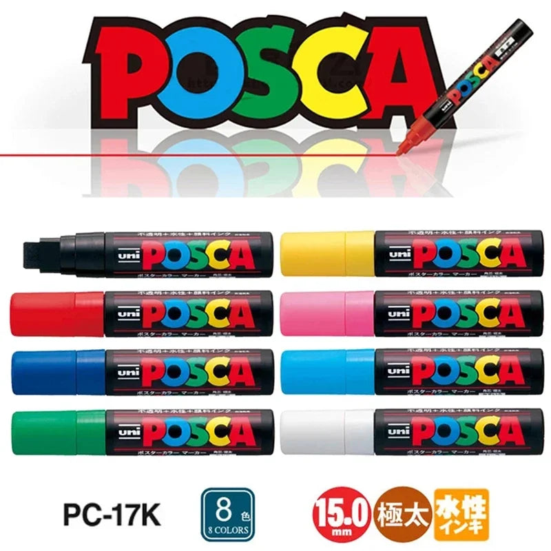 1pcs Japan UNI POSCA Marker PC-17K Graffiti Painting POP Poster Advertising Pen 15mm Water Based Big Head Pen Art Supplies