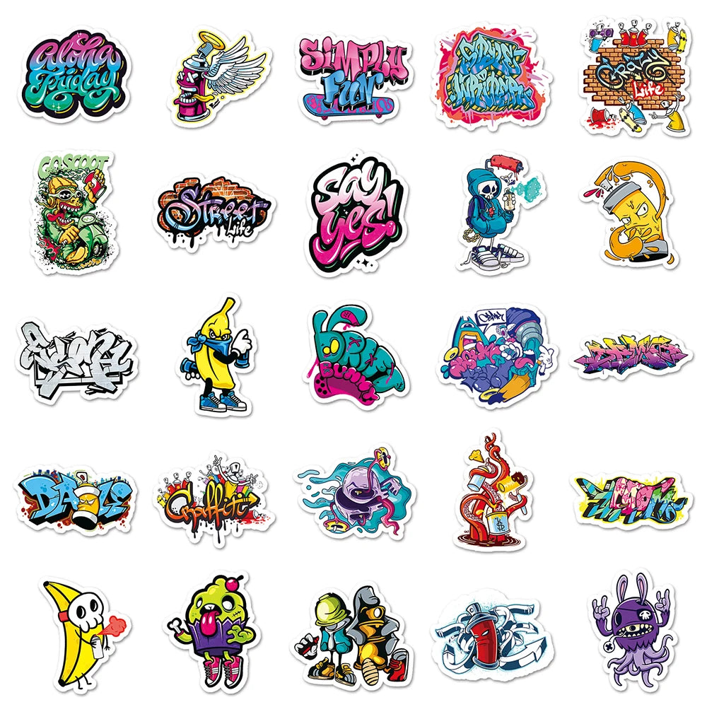 10/30/50PCS Cool Street Hip Hop Style Graffiti Stickers Cartoon PVC Decals Classic Toy DIY Suitcase Fridge Phone Skateboard Gift