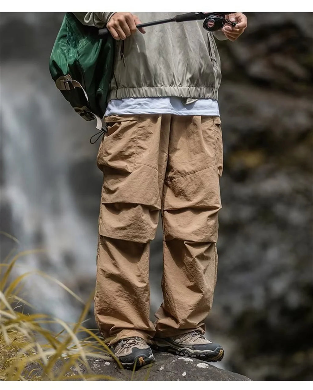 Men's Spring and Autumn New Waterproof Hip Hop Mountaineering Pants Casual Harajuku Work Pants Black Cargo Outwear Pants
