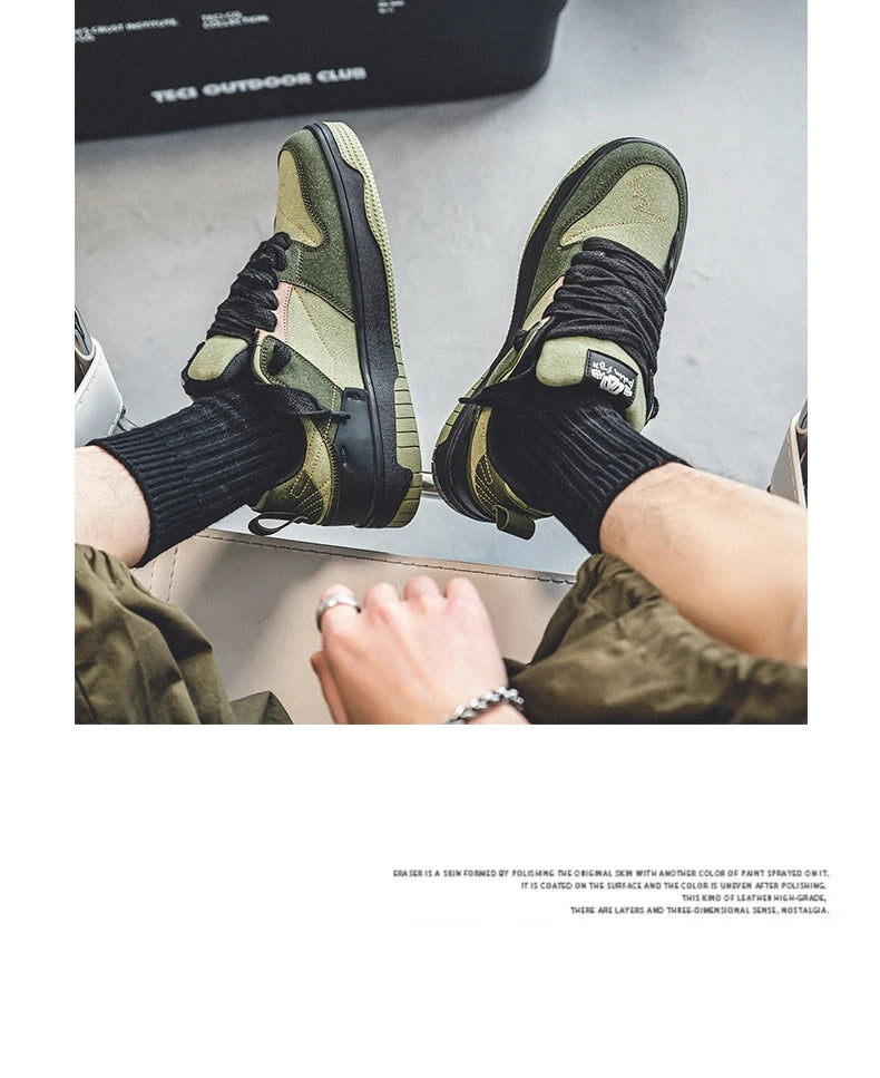 Fashion Green Men's Casual Sneakers Street Youth Sport Skateboard Shoes Men Designer Skateboarding Men Sneaker zapatillas hombre