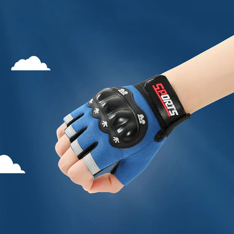 Cycling Kids Gloves for Boys Girls Hard Shell Protective Gloves Sports Fitness Climbing Skateboarding Children Anti Slip Gloves