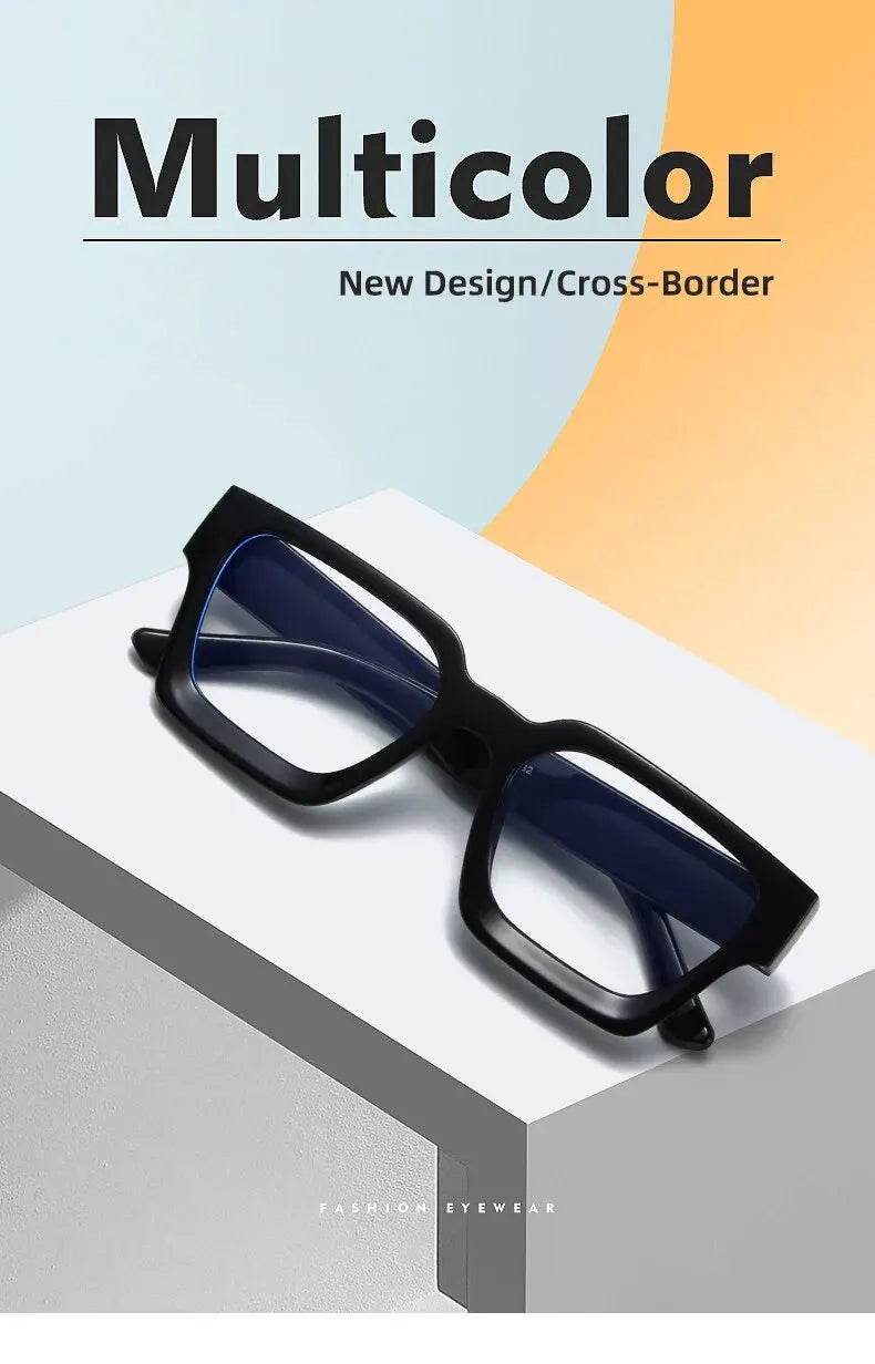 Texture Thick Edge Square Frame Decoration Street Wear Flat Mirror European And American Anti-blue Glasses