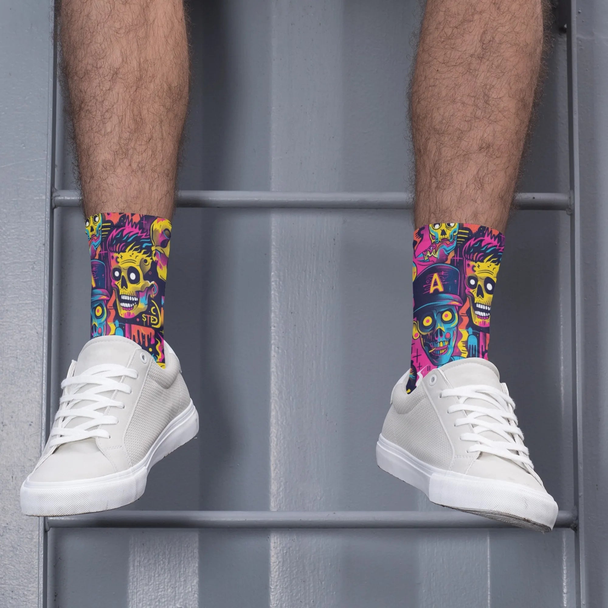 Punk rock rap skull happy socks unisex novelty hip hop harajuku compression socks gift comfortable breathable non-slip socks