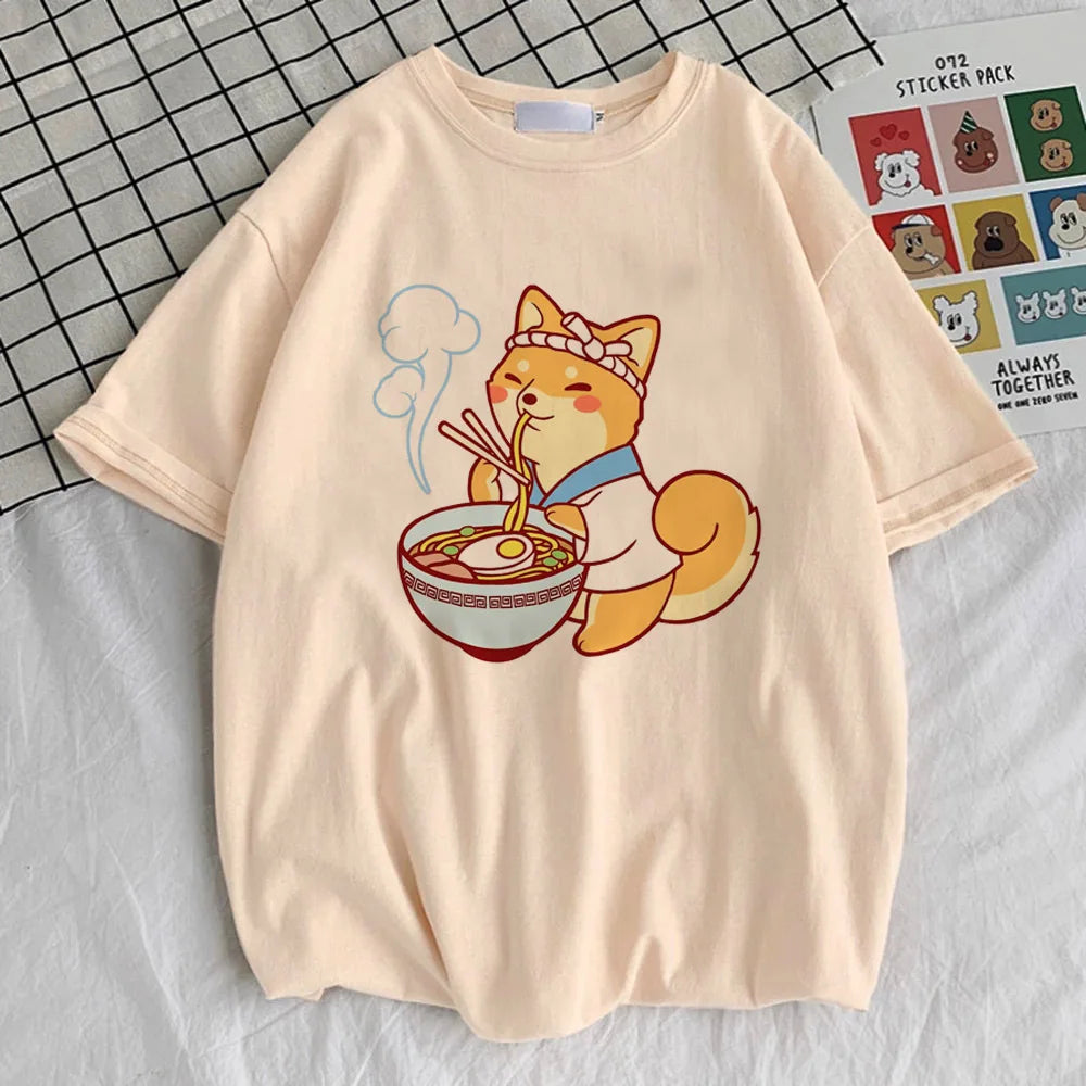 Shiba Inu tshirt teen graphic Pop Culture Grunge Digital University shirt Trendy Vintage anime Breathable hip hop 2000s