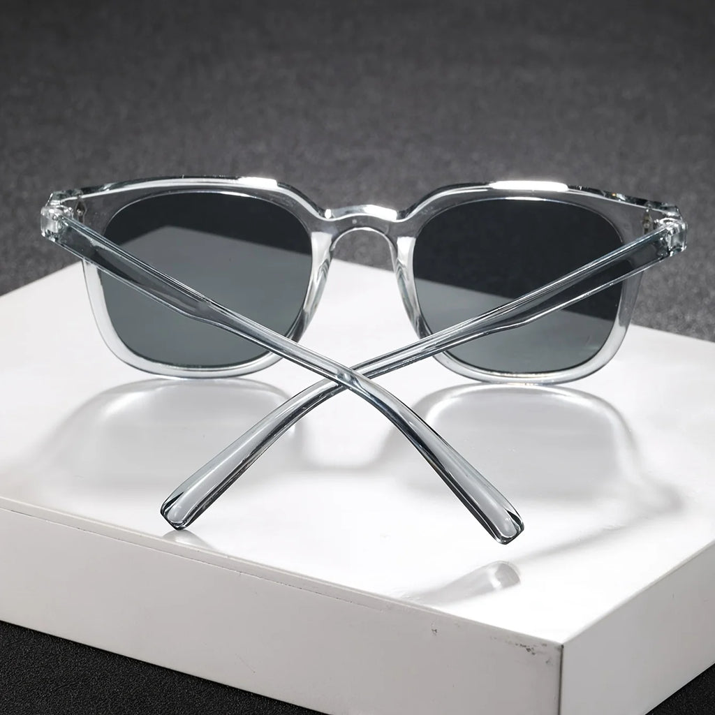 1PC Fashion Square Transparent Grey Plastic Frame Cool Street Style Sunglasses For Outdoor Daily Life Shades Accessories.