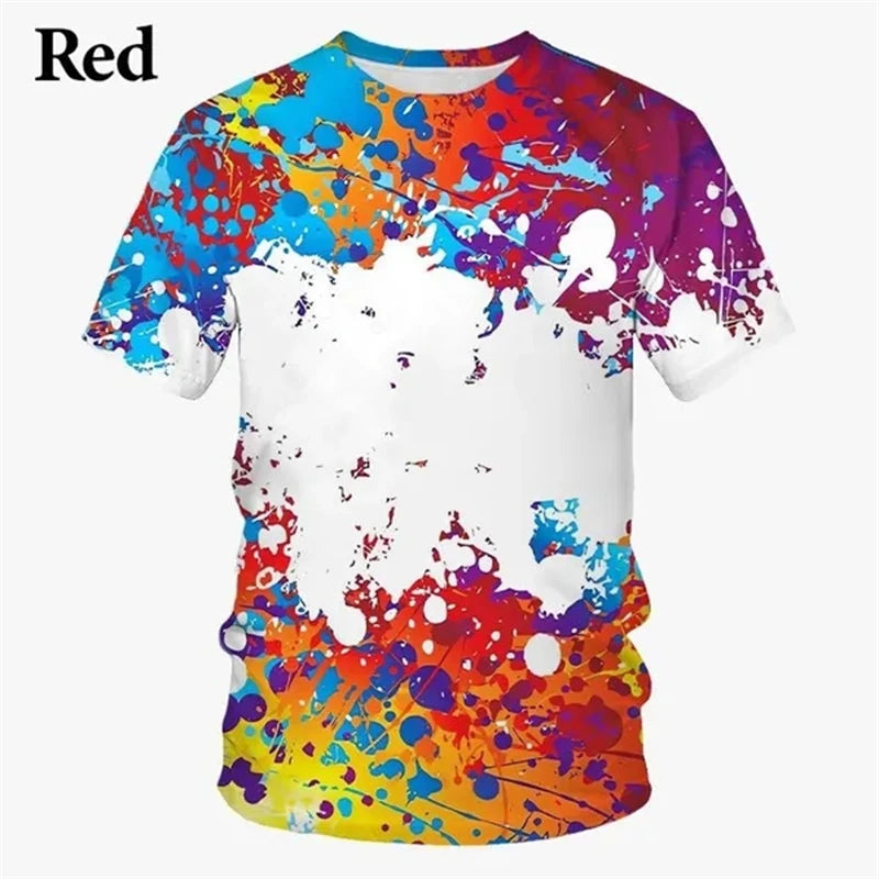 Graffiti Paint 3D Printed T-shirt Summer New Men's Fashion Splash Ink New Short-sleeved Top Cool T Shirt Streetwear Baggy Tees