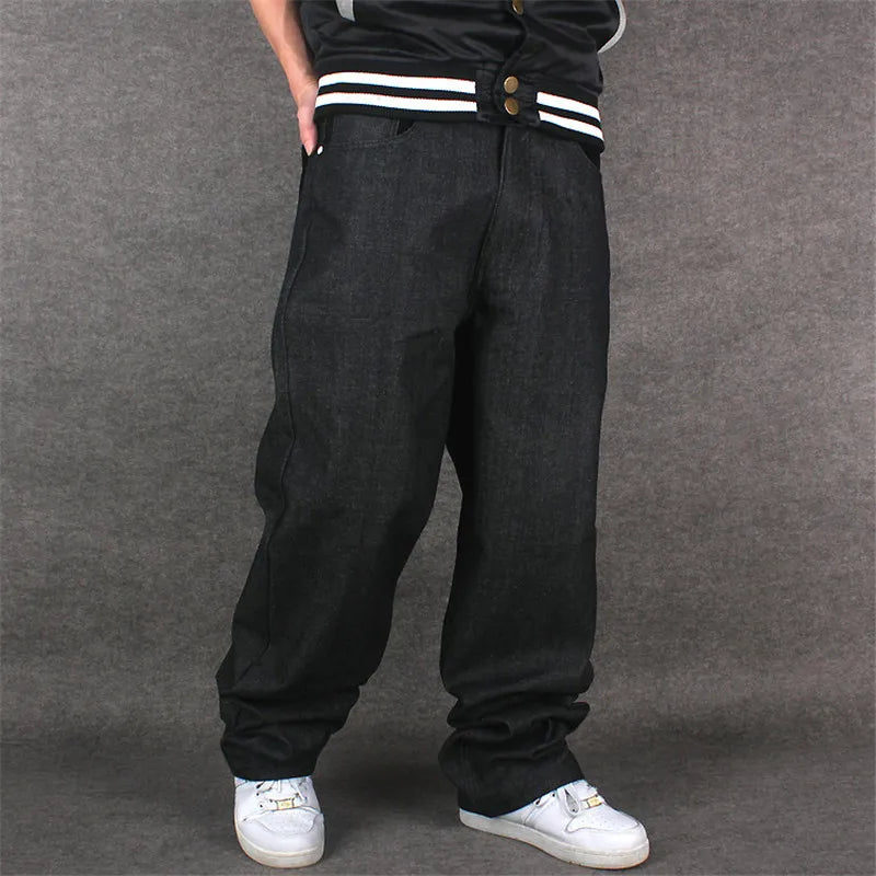 Male jeans Hip Hop Baggy Jeans Black Denim Loose Pants Rap Jeans Letter Written Boy Rapper Fashion  46 Famous Brand Jeans