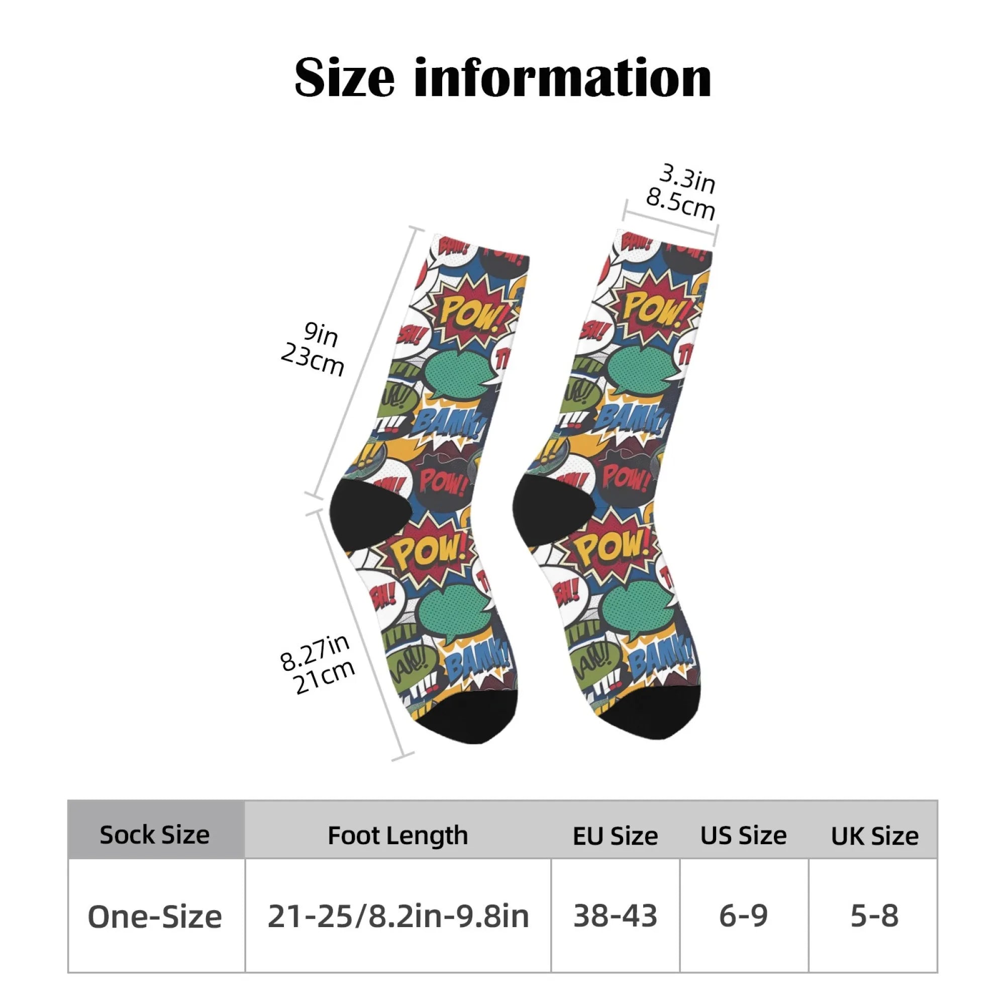 Fun street graffiti comic pop art socks men and women leisure outdoor sports socks hip hop happy personality crew socks gift