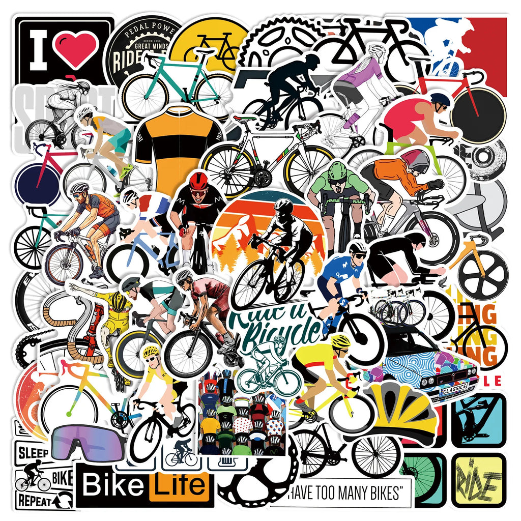50Pcs Cool Mountain Bike Stickers Outdoor MTB Bicycle DIY Stickers Scrapbooking Phone Luggage Skateboard  Waterproof Decals
