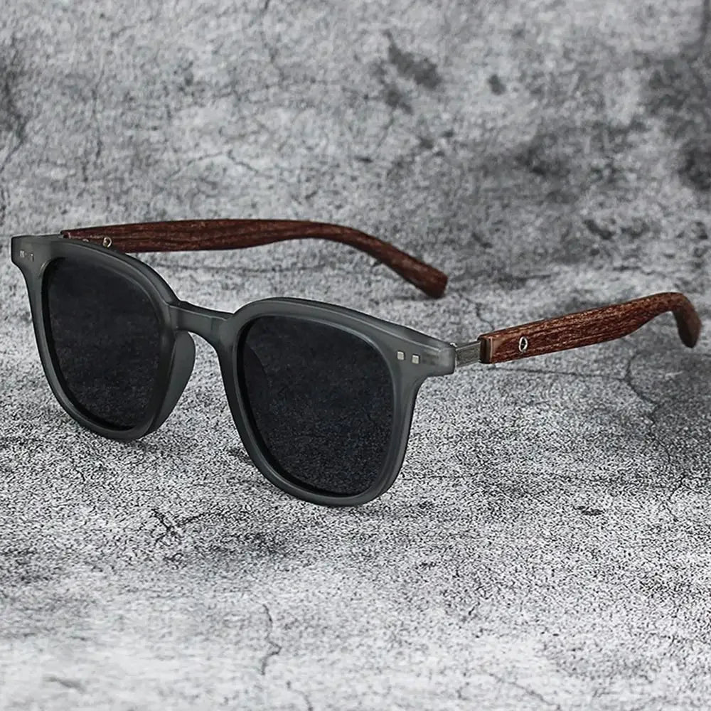 Trendy Retro Wood Grain Sunglasses - Polarized UV Protection for Men & Women, Perfect for Cycling & Outdoor Street Photography