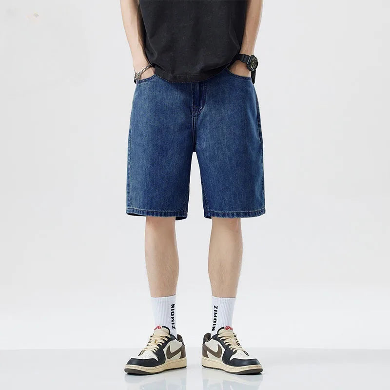 2025 Baggy Jeans Shorts for Men Casual Loose Fit Wide Leg Denim Jorts Y2K Vintage Hip Hop Skateboard Long Jorts Male Streetwear