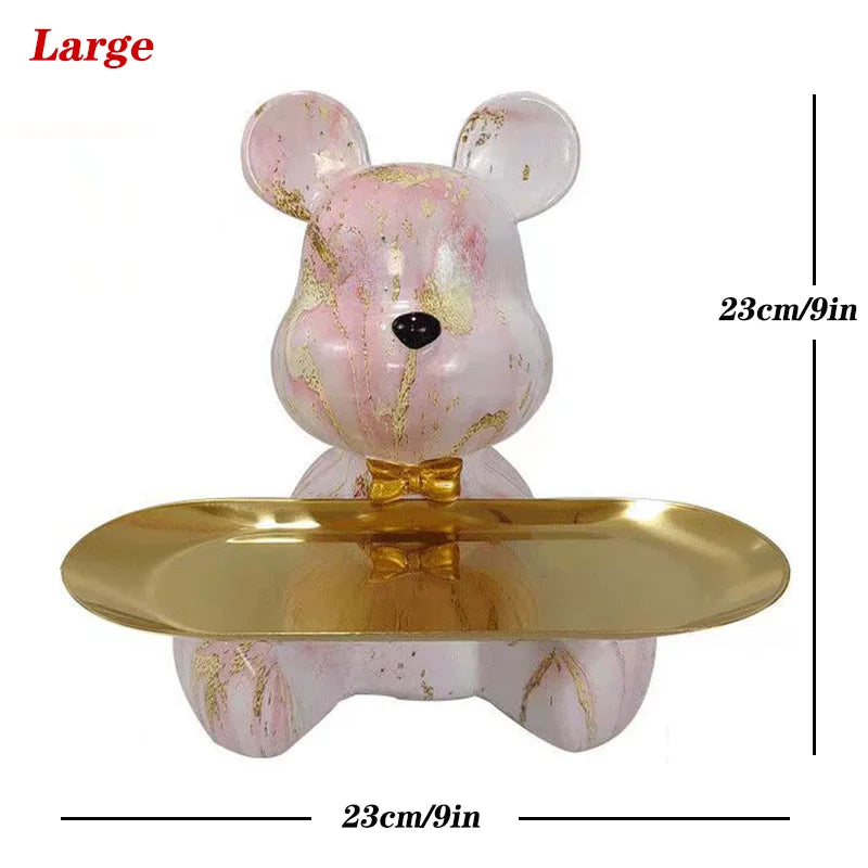 Graffiti Bear Figurine Home Decoration Animal Statue Keys Candy Storage Shelf Modern Room Sculpture Table Decor Statues Ornament
