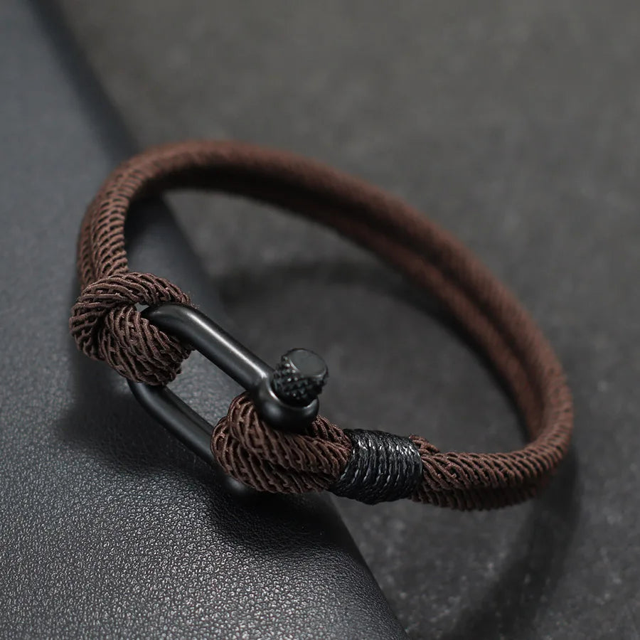 Hiphop Men Bracelet With Stainless Steel Detachable Buckle Nautical Wrap Braclet Bilayer Thread Bicycle Braslet Armband Herren