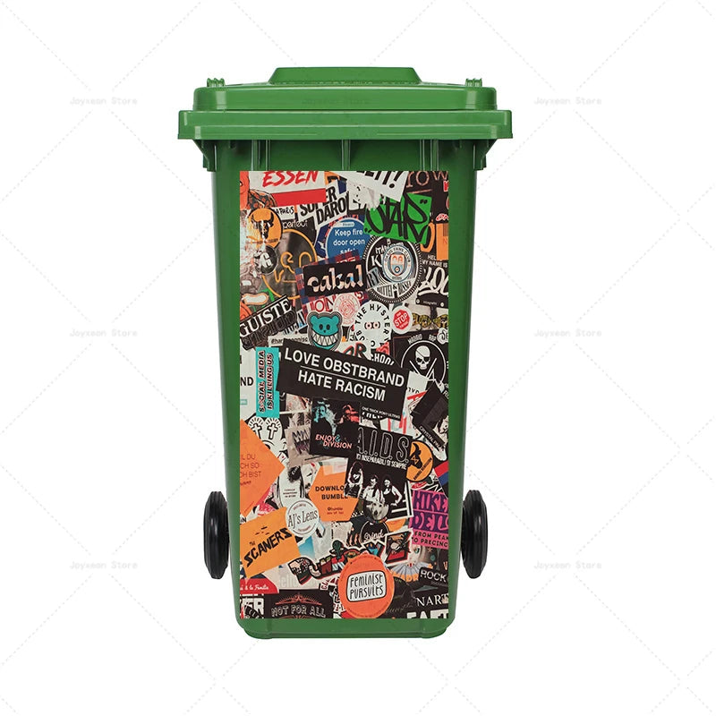 Art Graffiti Trash Can Sticker Kitchen Trash Can Waterproof Decoration Sticker Design Wallpaper Poster Cabinet Closet Stickers