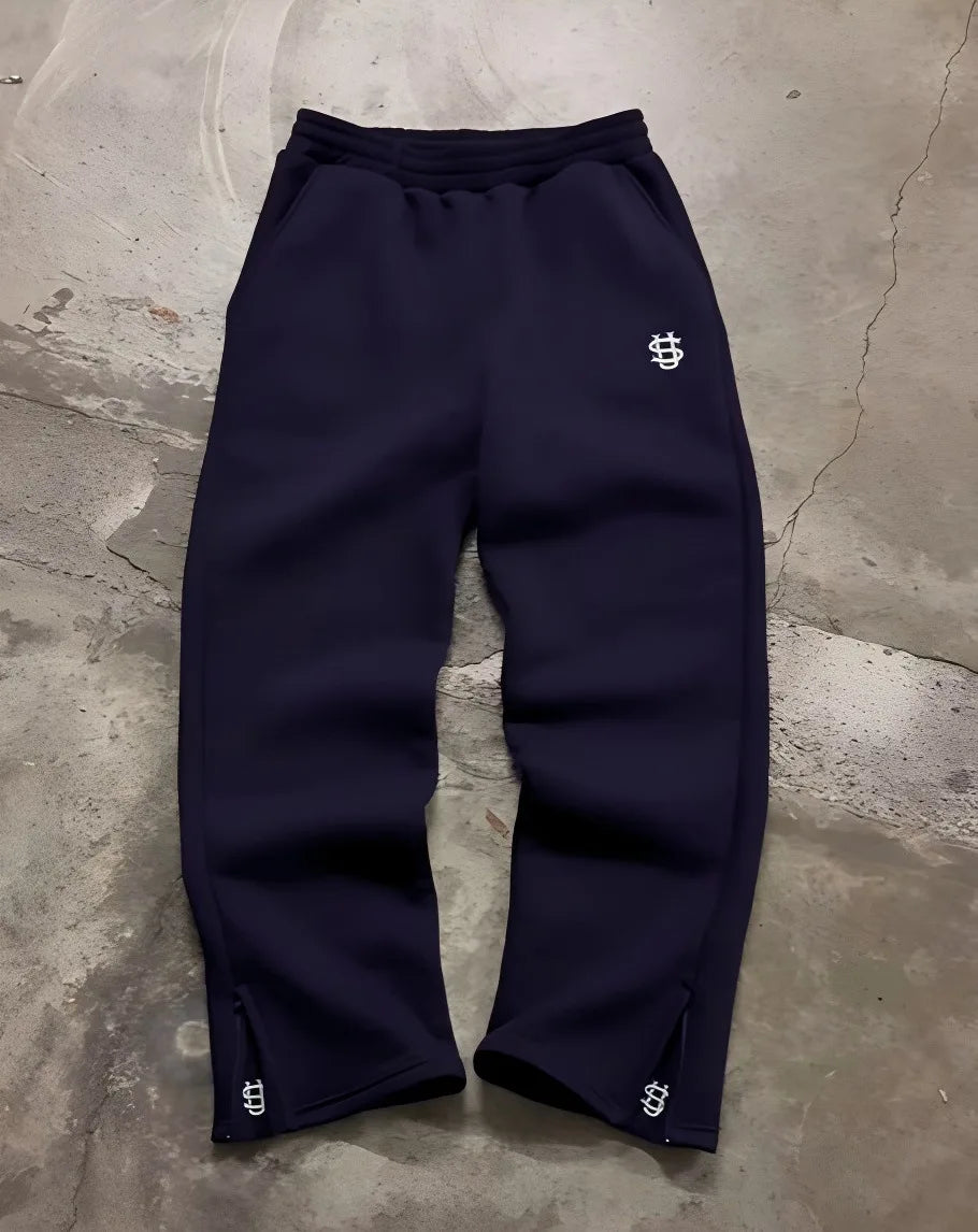 Autumn Drawstring Zipper Sweatpants Solid Color Casual High Street Hip-Hop Rap Street Y2K Style High Waist Trousers