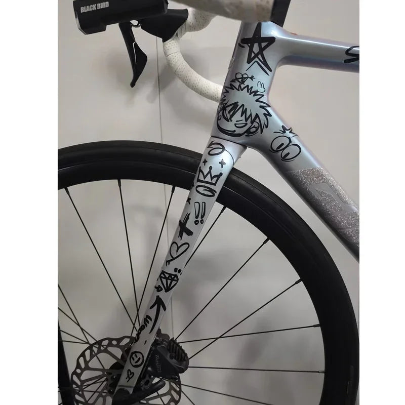 Graffiti - Style Bike Sticker Pack,Cool Cartoon & Symbol Decals for Bicycle Frames, Laptops,Perfect for Personalizing Your Items