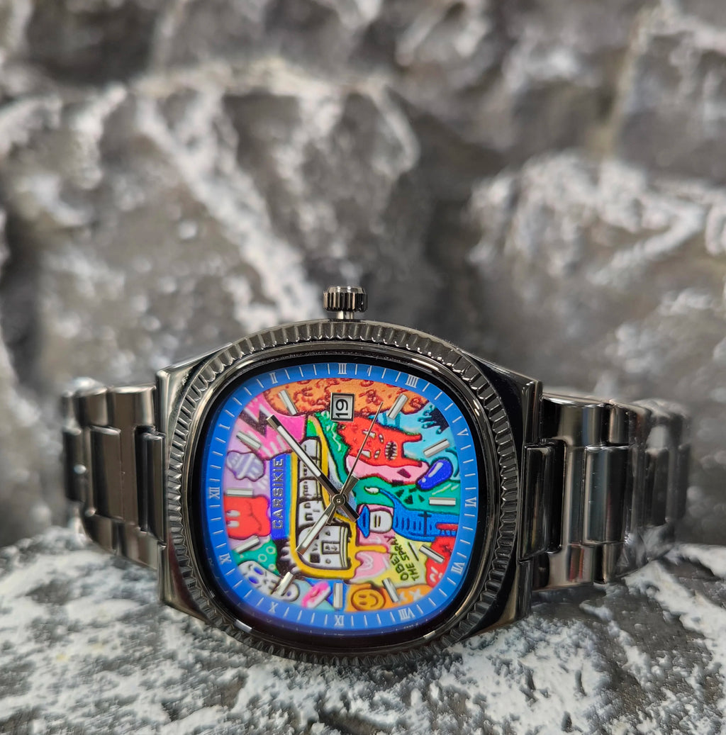 2025 New Square Men's Watch Abstract Art Dial Trendy Retro Niche Watch Luxury Gift Silver Black Gold Quartz Watch Street Style